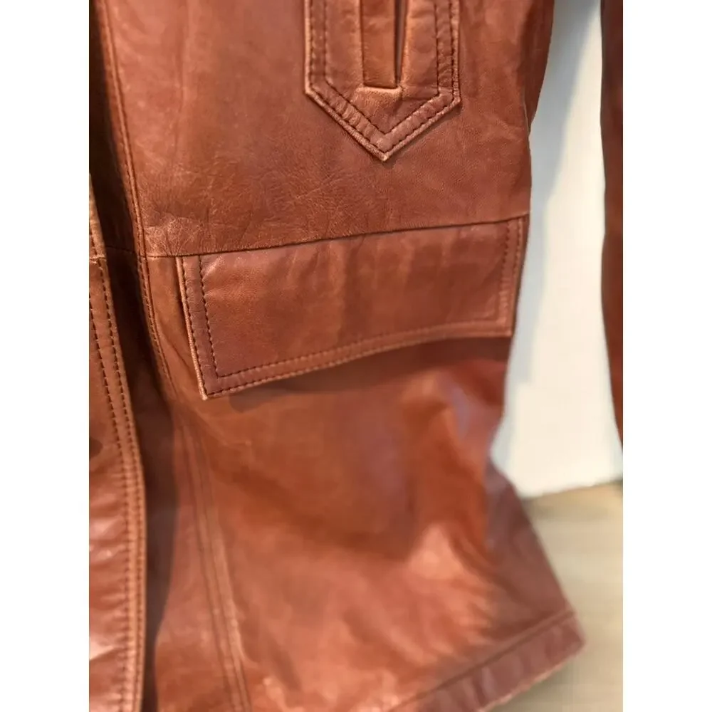 Vintage Lakeland‎ Brown Leather Jacket Longline Coat ✨
